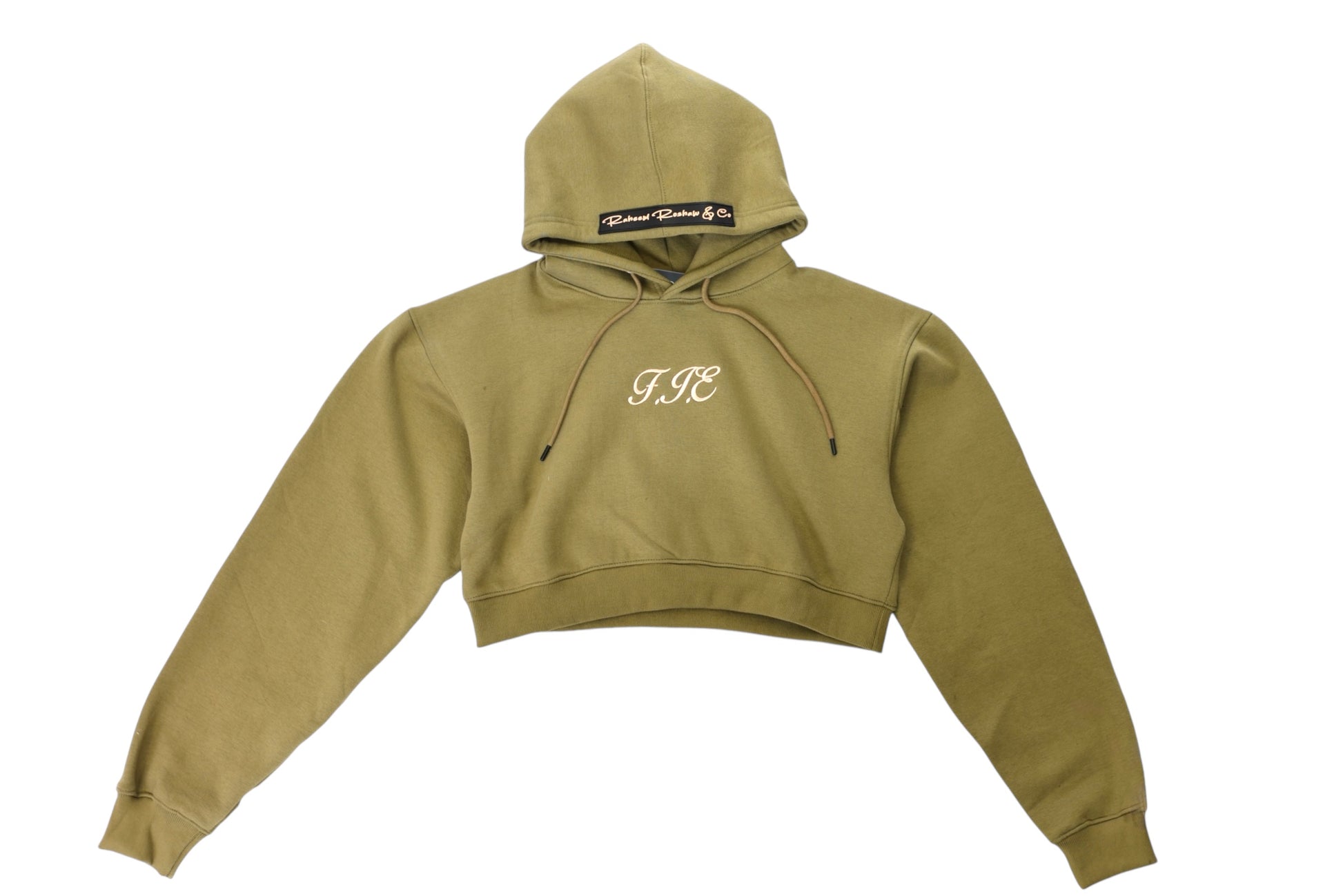 Oversized “Family Is Everything” Cropped Hoodie – Olive