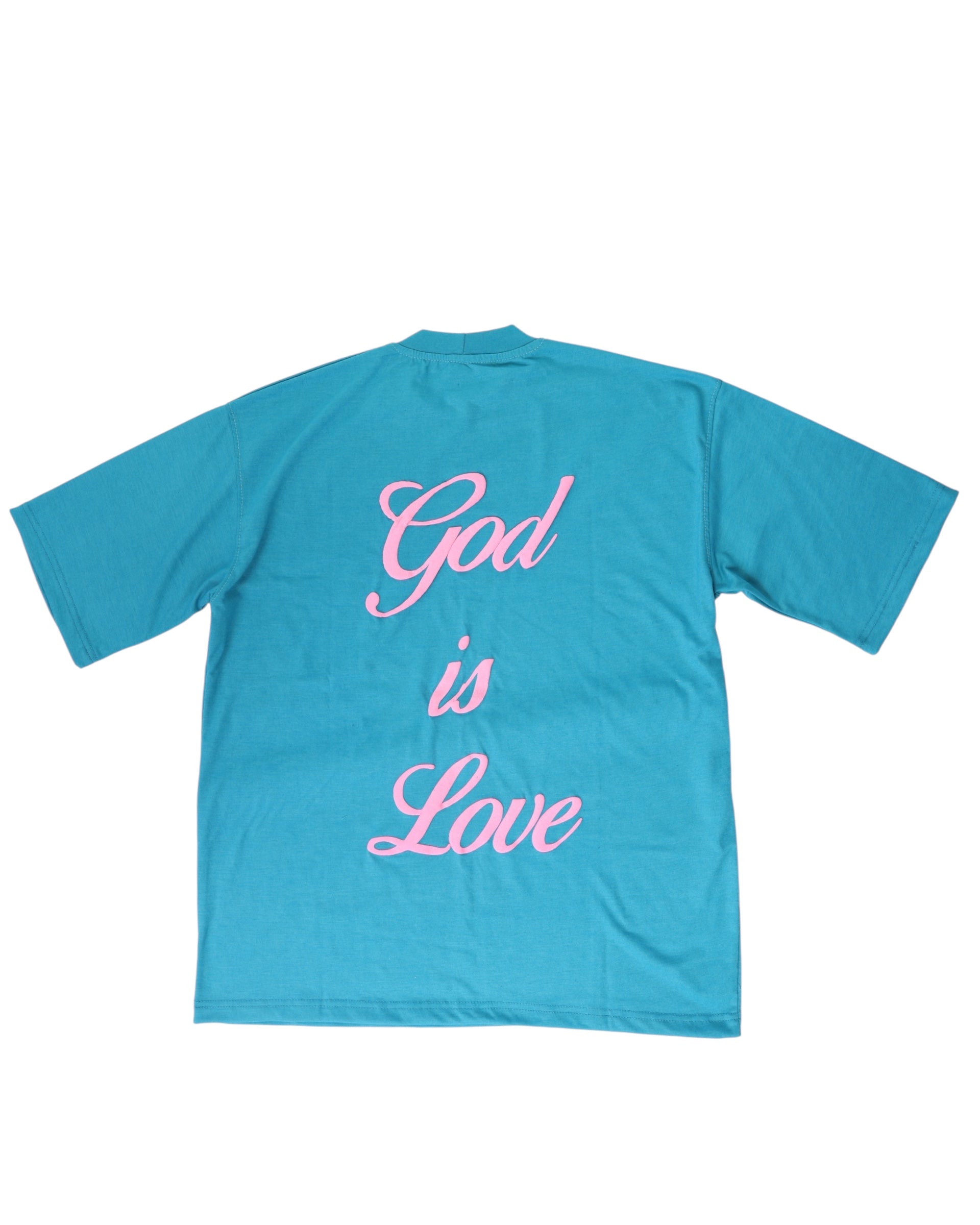 G.I.L. “God is Love” Oversized Tee – Teal & Pink Limited Edition