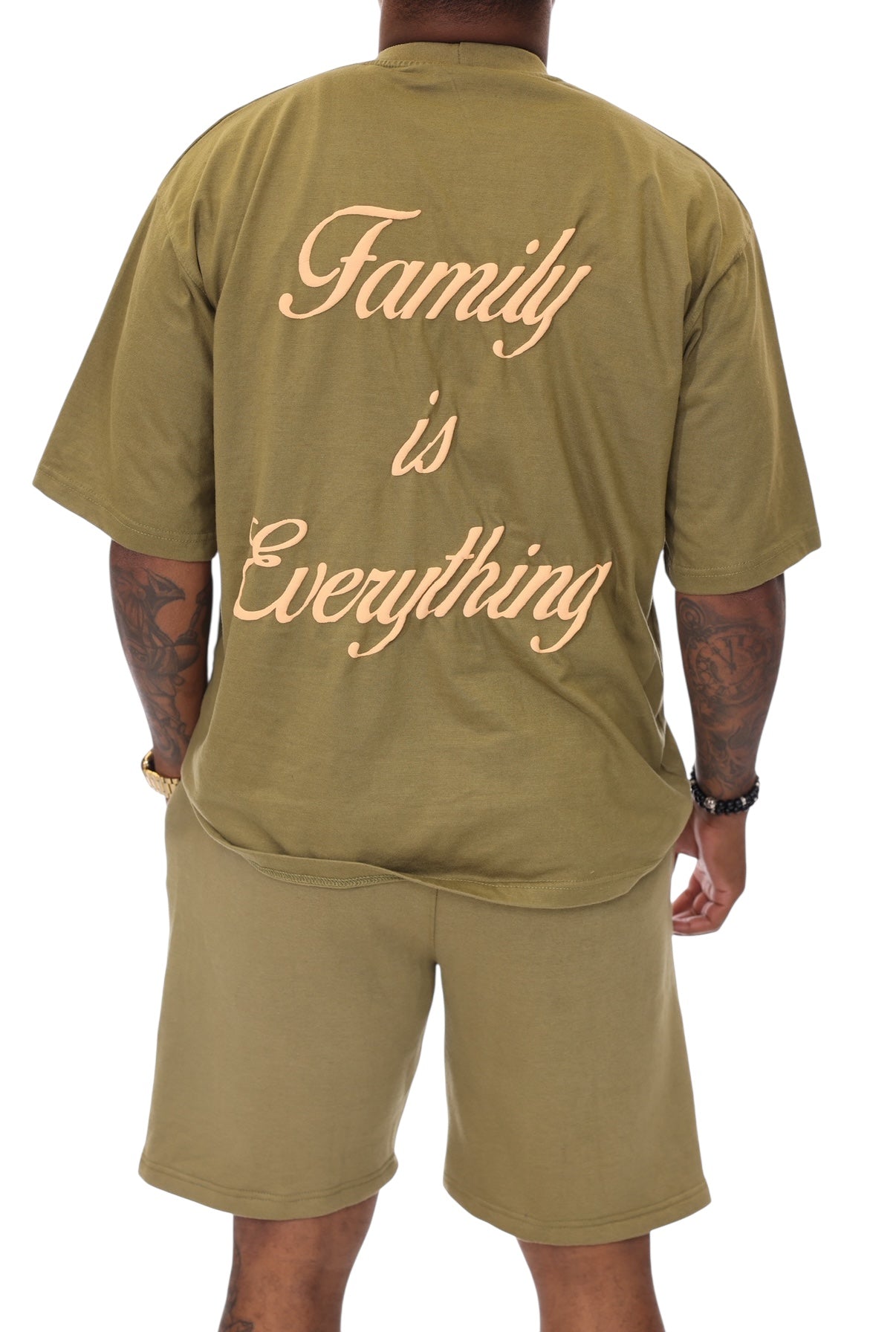 Oversized “Family is Everything” Tee – Olive