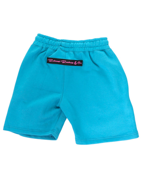 G.I.L. “God is Love” Fleece Shorts – Teal & Pink