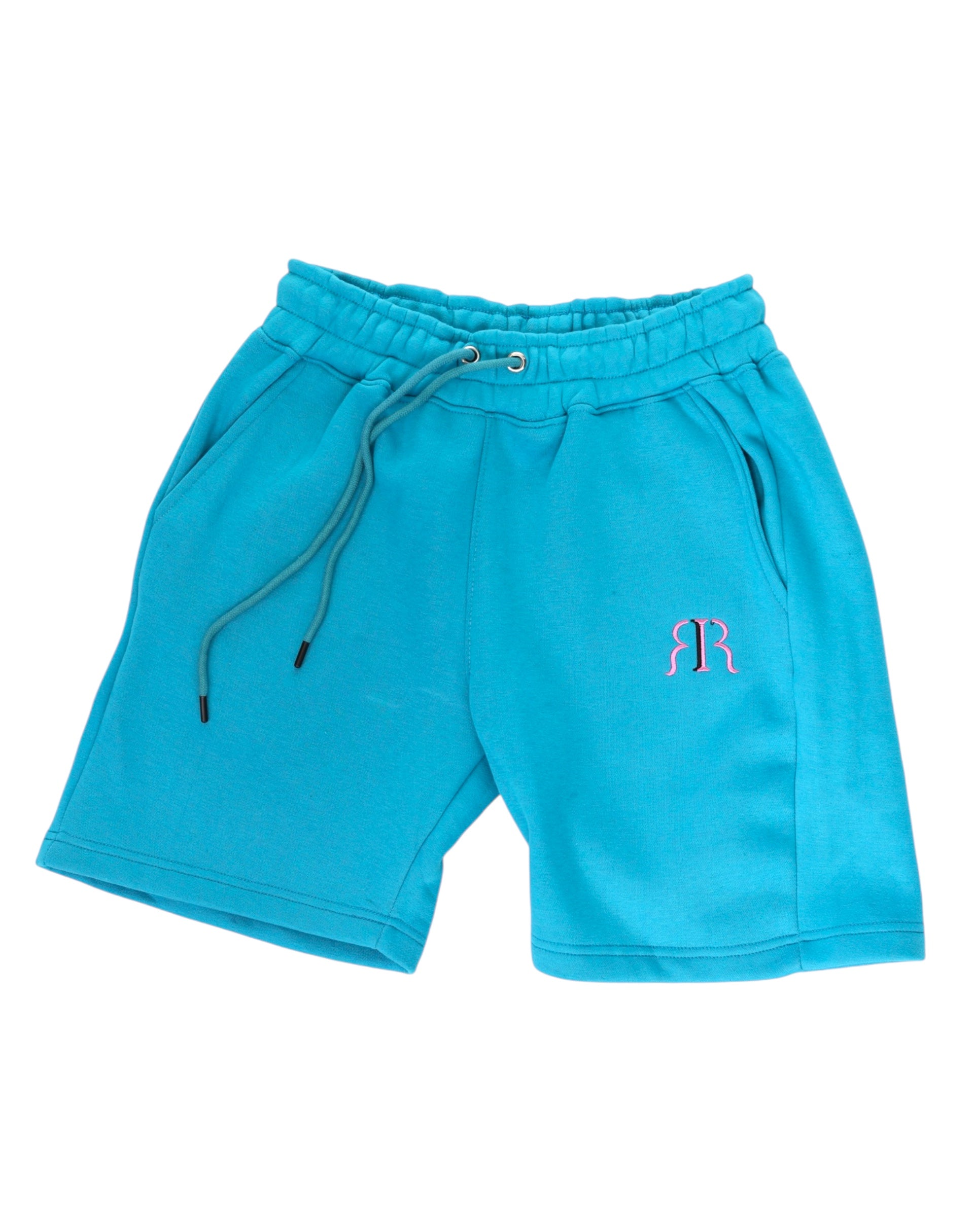 G.I.L. “God is Love” Fleece Shorts – Teal & Pink
