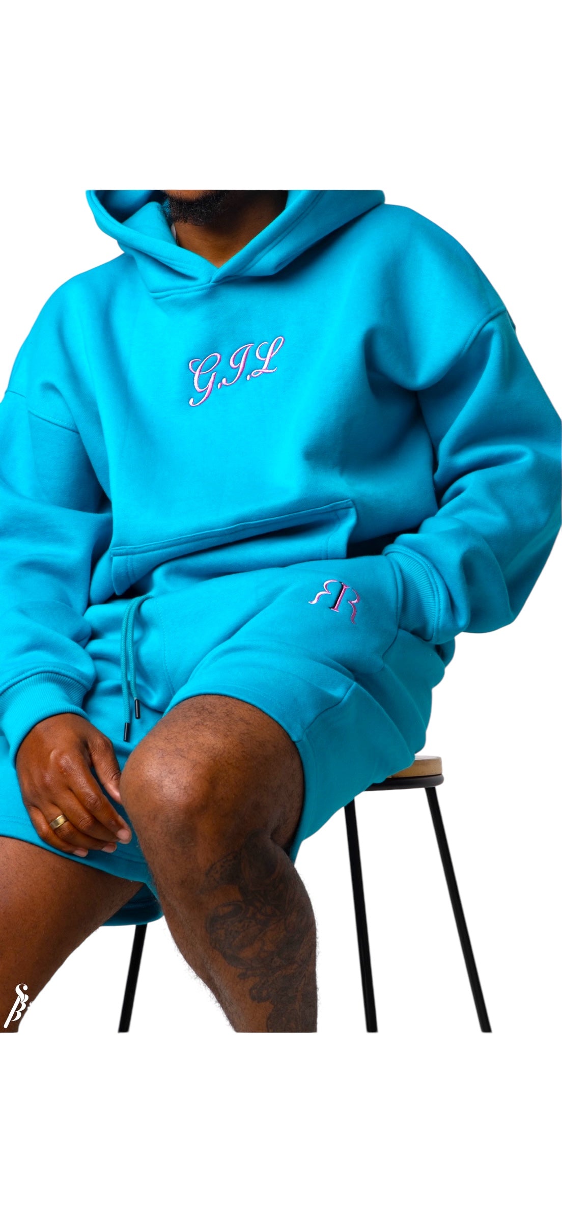 G.I.L. “God is Love” Fleece Shorts – Teal & Pink