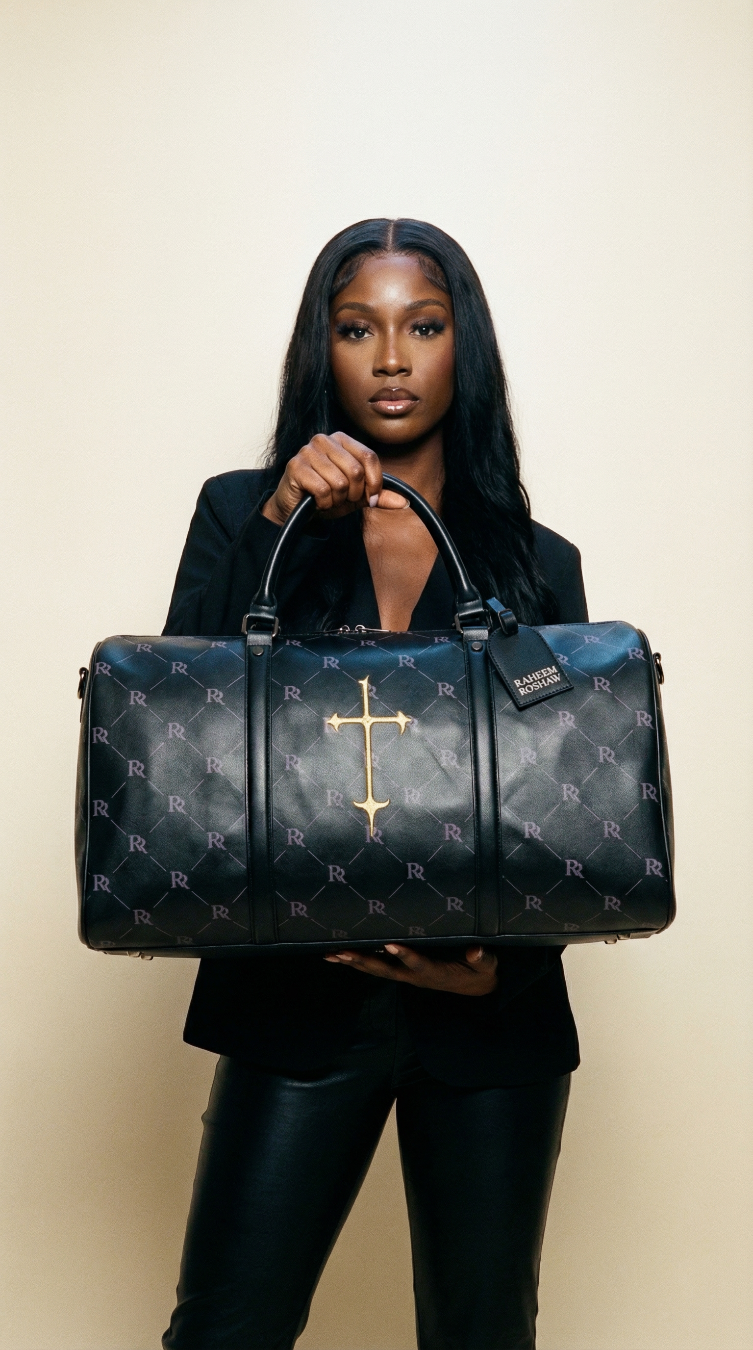 RR Travel Duffle Bag – Black & Gold Cross