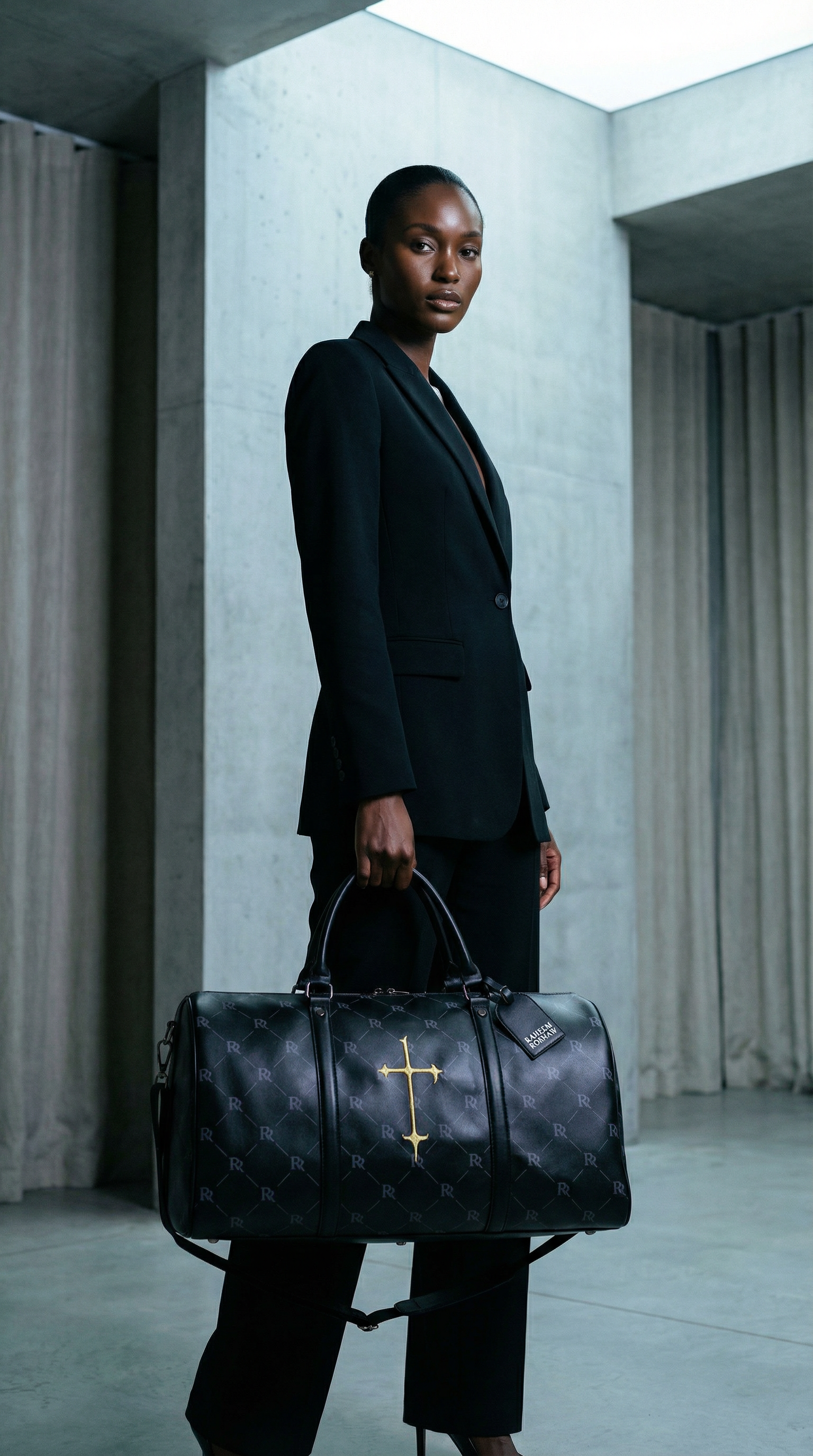 RR Travel Duffle Bag – Black & Gold Cross