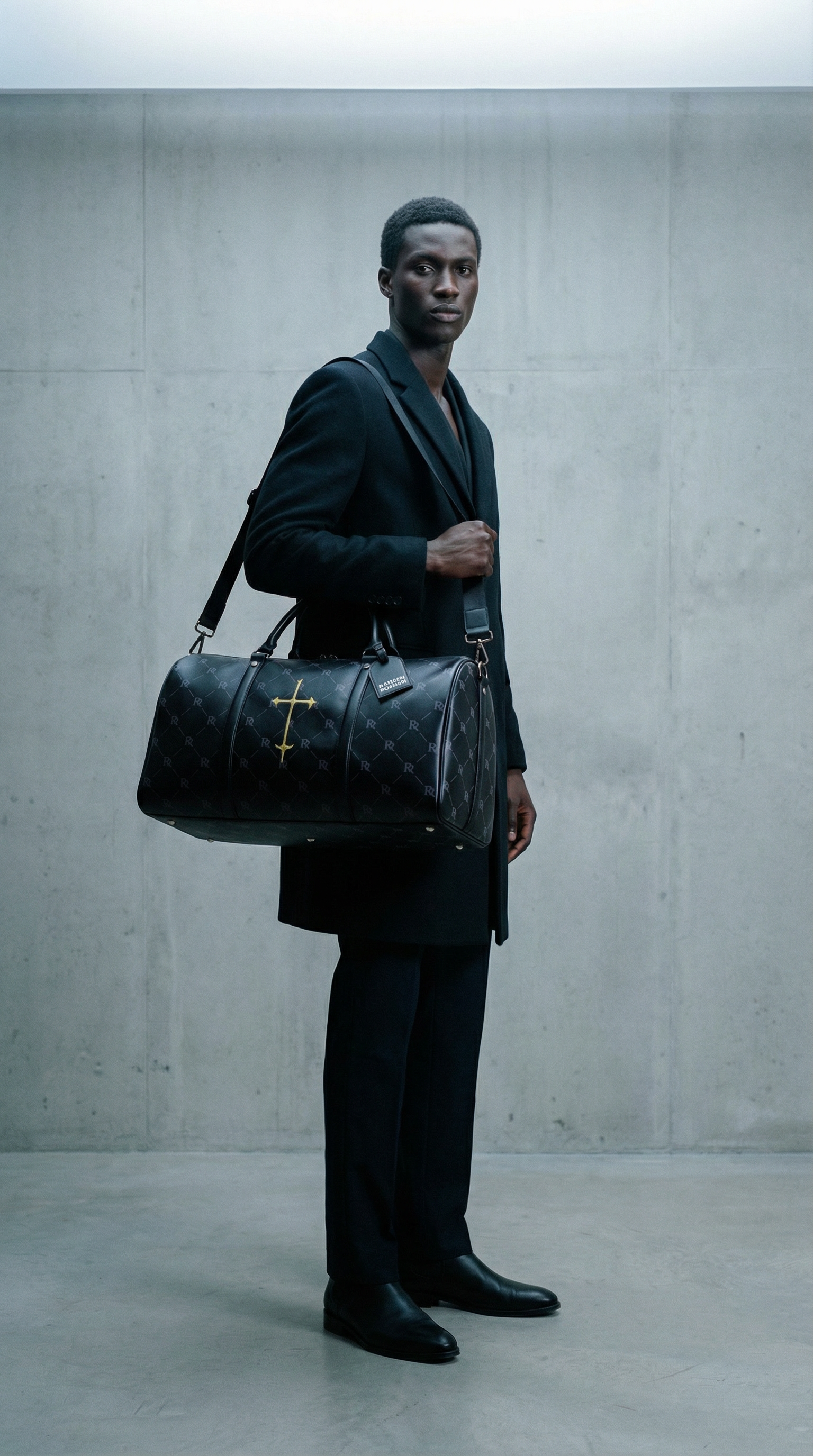 RR Travel Duffle Bag – Black & Gold Cross