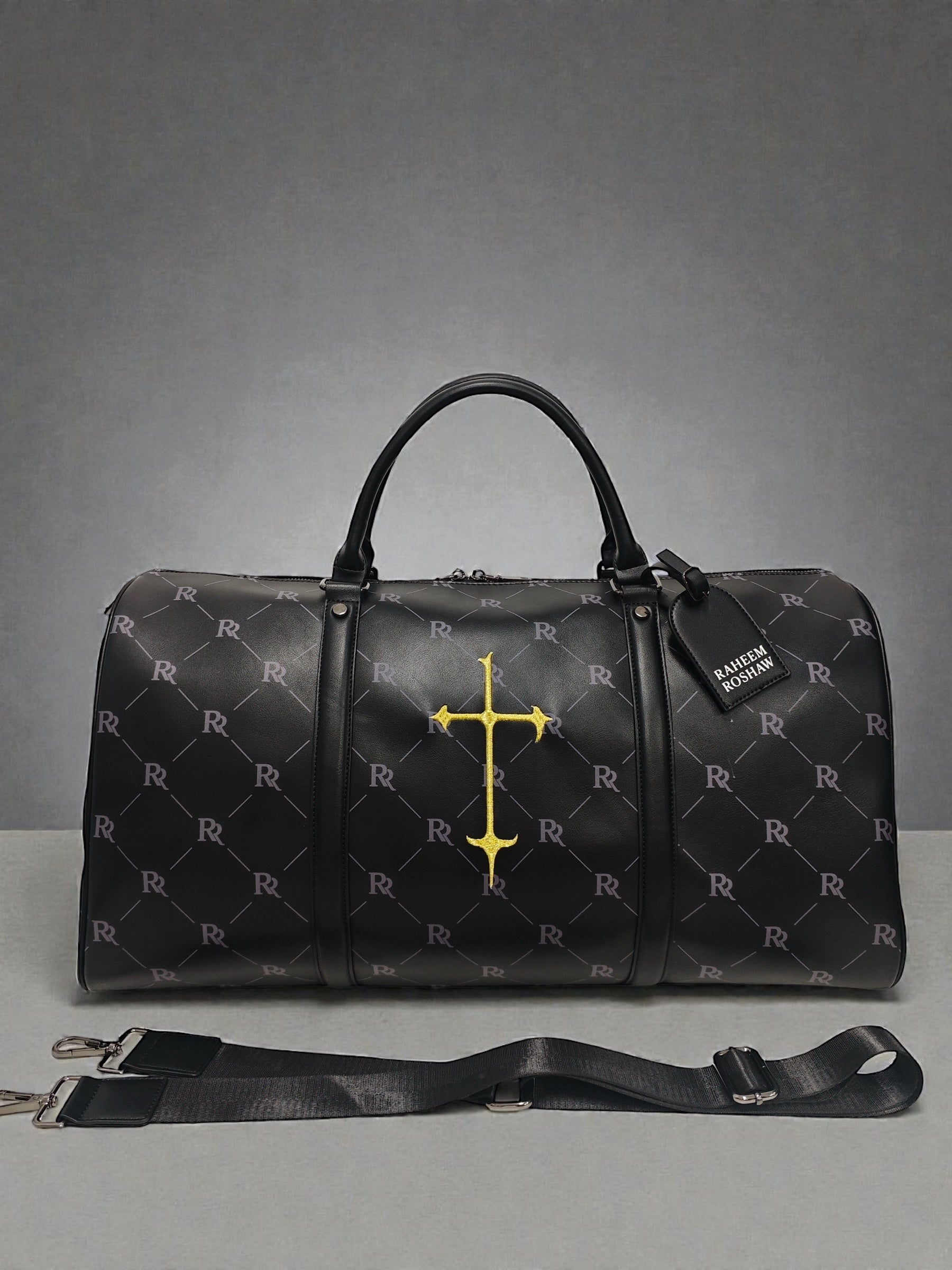 RR Travel Duffle Bag – Black & Gold Cross