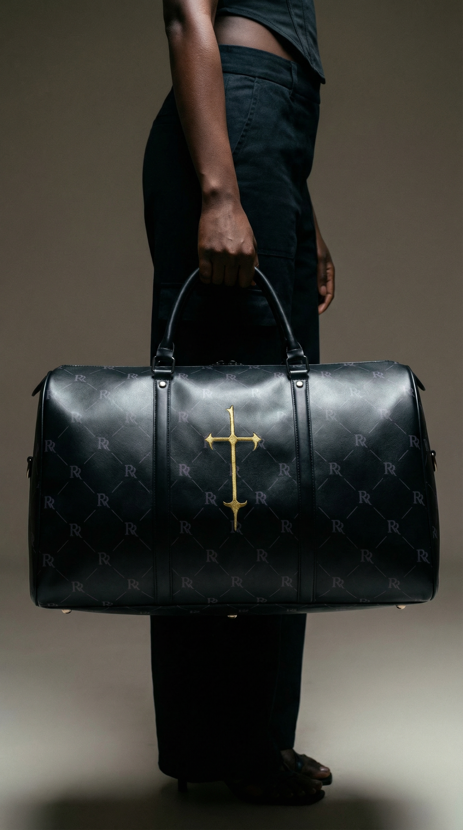 RR Travel Duffle Bag – Black & Gold Cross