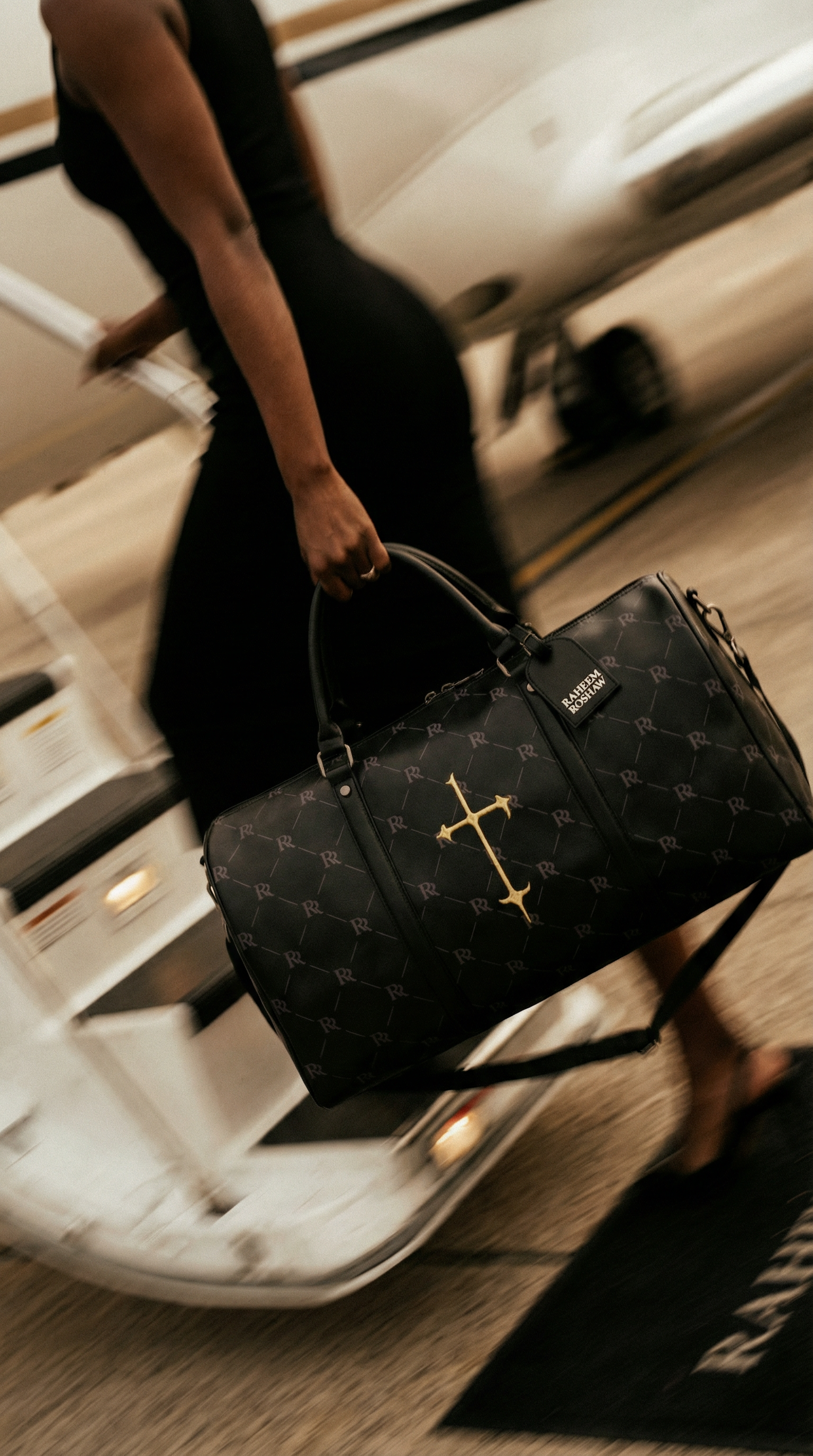 RR Travel Duffle Bag – Black & Gold Cross